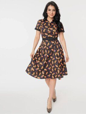 Unique Vintage x Care Bears Retro Swing Dress Halloween Pumpkin Size L